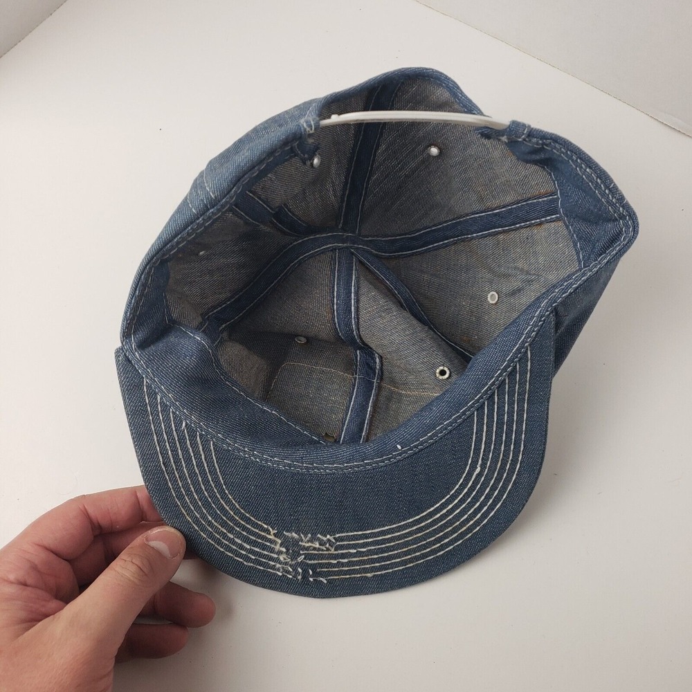 Vintage Notre Dame Fighting Irish Hat Cap Blue Denim K Products Snapback NCAA - Picture 8 of 11